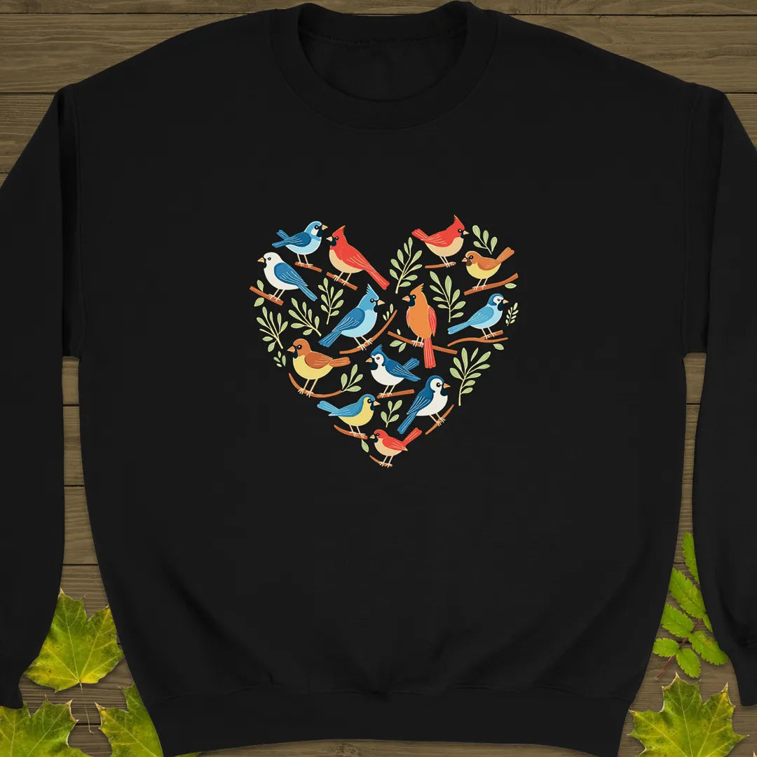 Heart Full of Birds Crewneck Sweatshirt Black