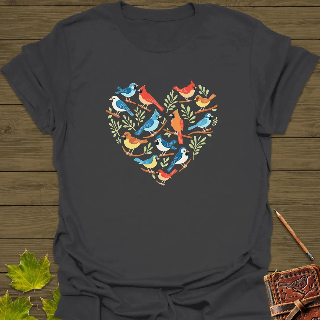 Heart Full of Birds T-Shirt Charcoal