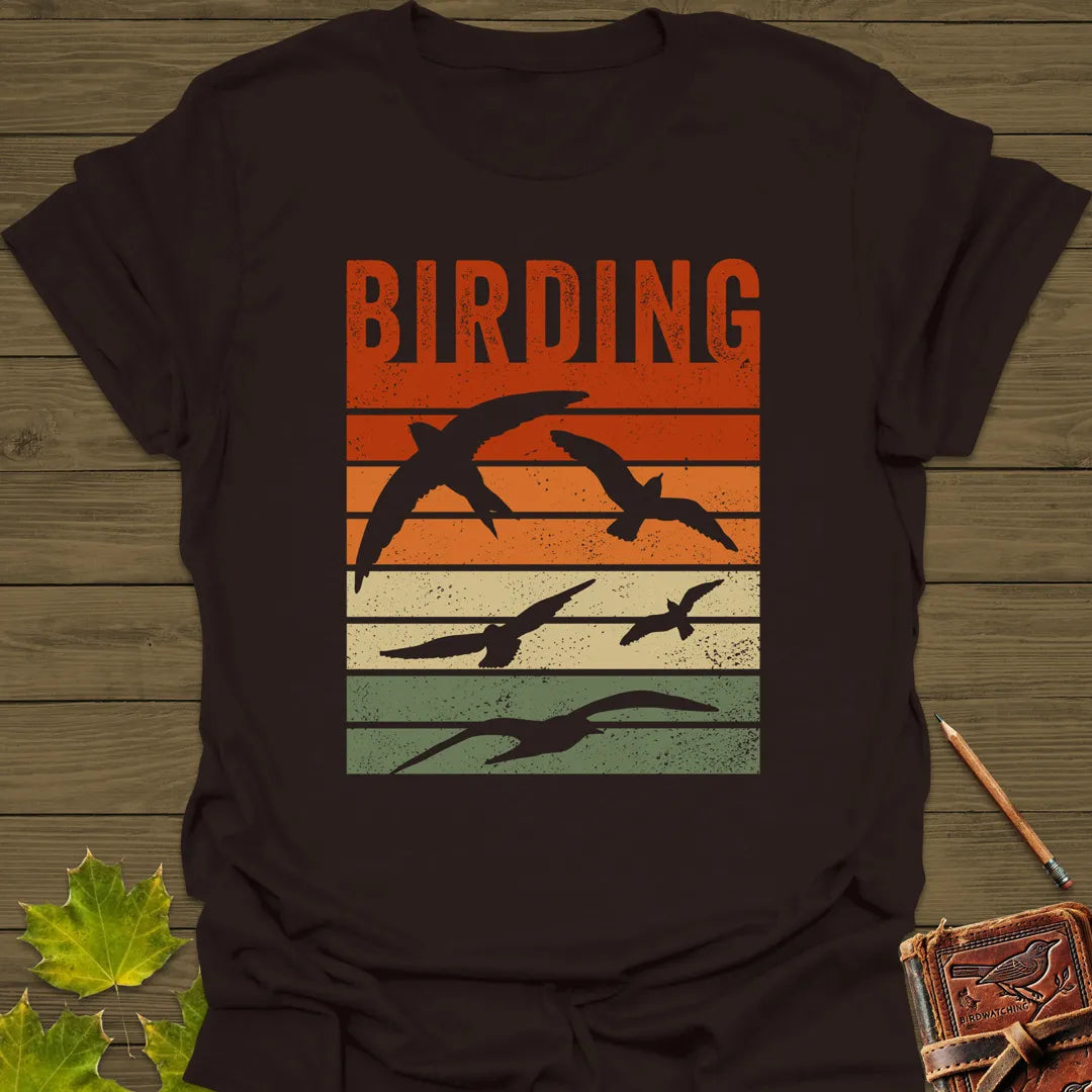 Vintage Birding Sunset T-Shirt Dark Chocolate