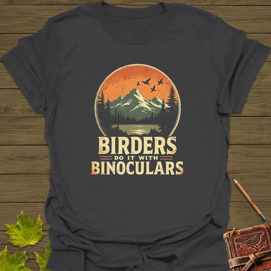 Birders Do It With Binoculars T-Shirt Charcoal