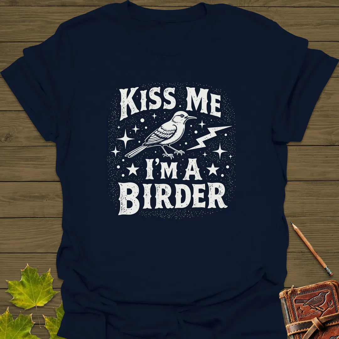 Kiss Me, I'm A Birder T-Shirt Navy