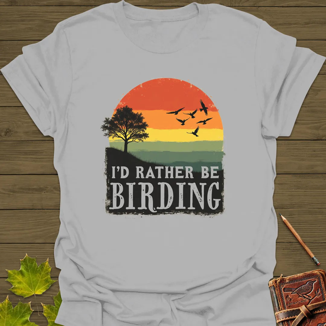 I'd Rather Be Birding T-Shirt Ice Grey