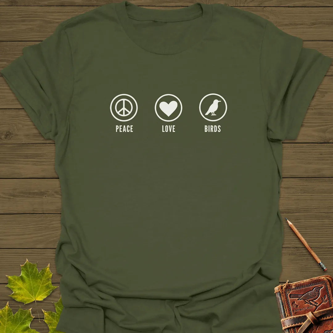 Peace, Love, Birds T-Shirt