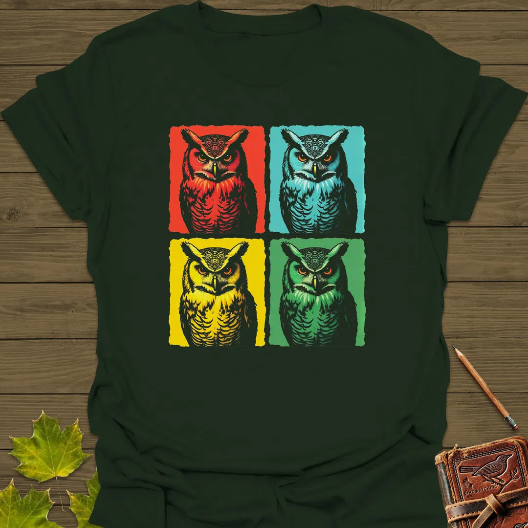 Owl Pop Art T-Shirt Forest Green