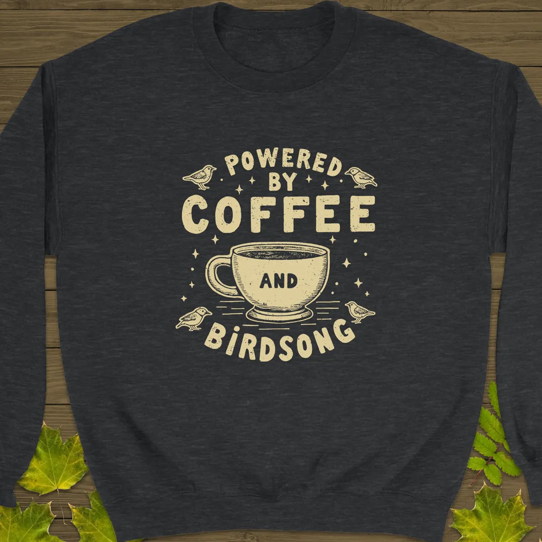 Coffee and Birdsong Crewneck Sweatshirt Dark Heather