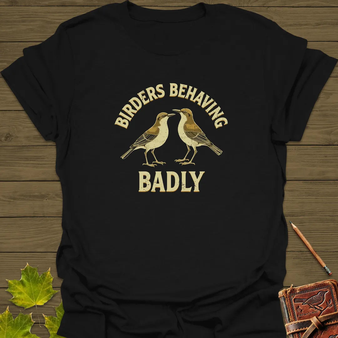 Birders Behaving Badly T-Shirt Black