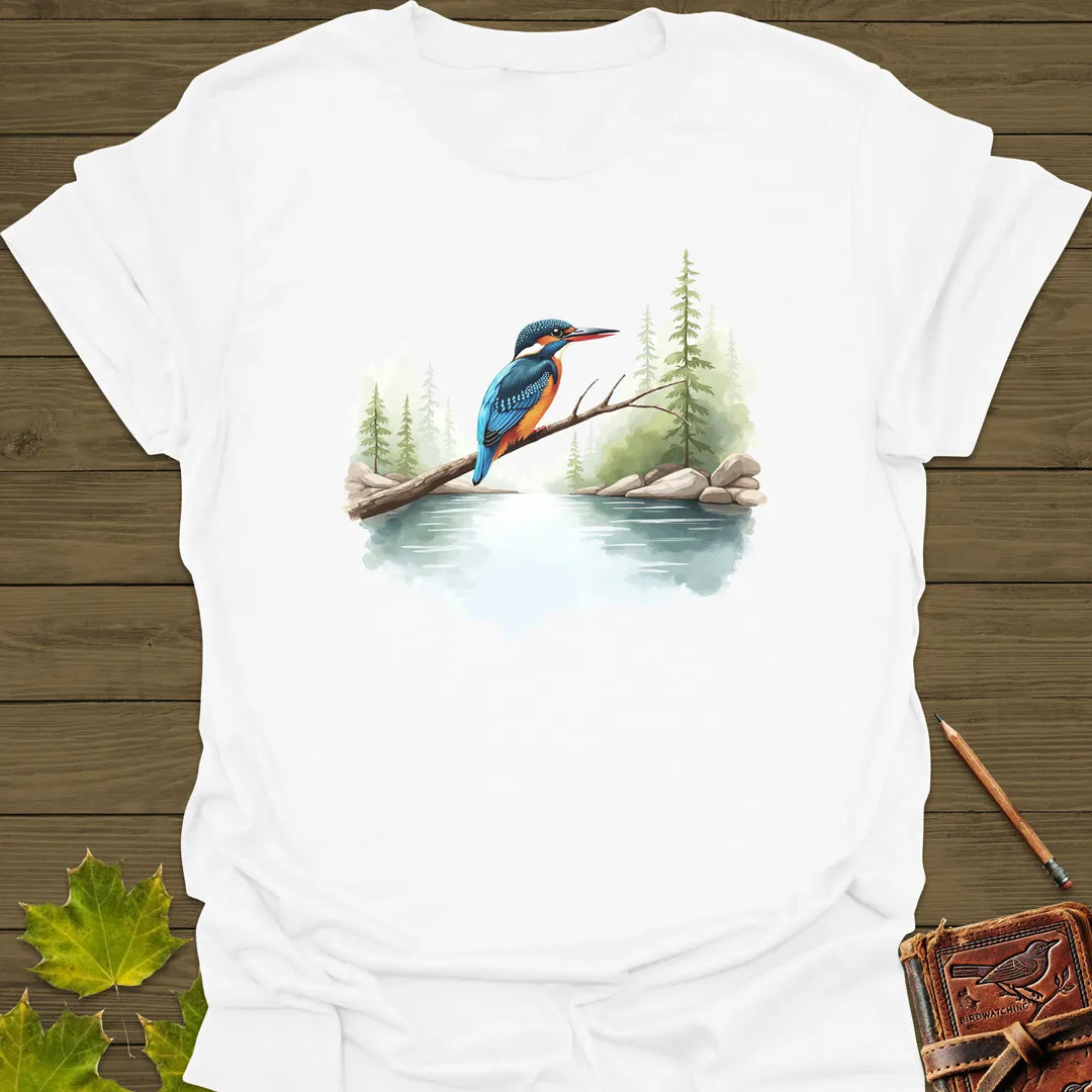 Watercolor Kingfisher T-Shirt White