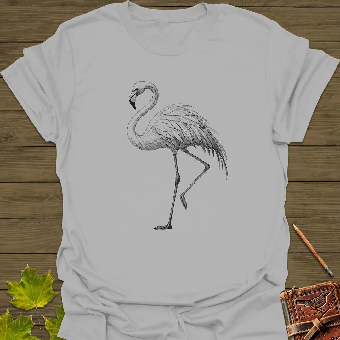 Flamingo Illustration T-Shirt Ice Grey