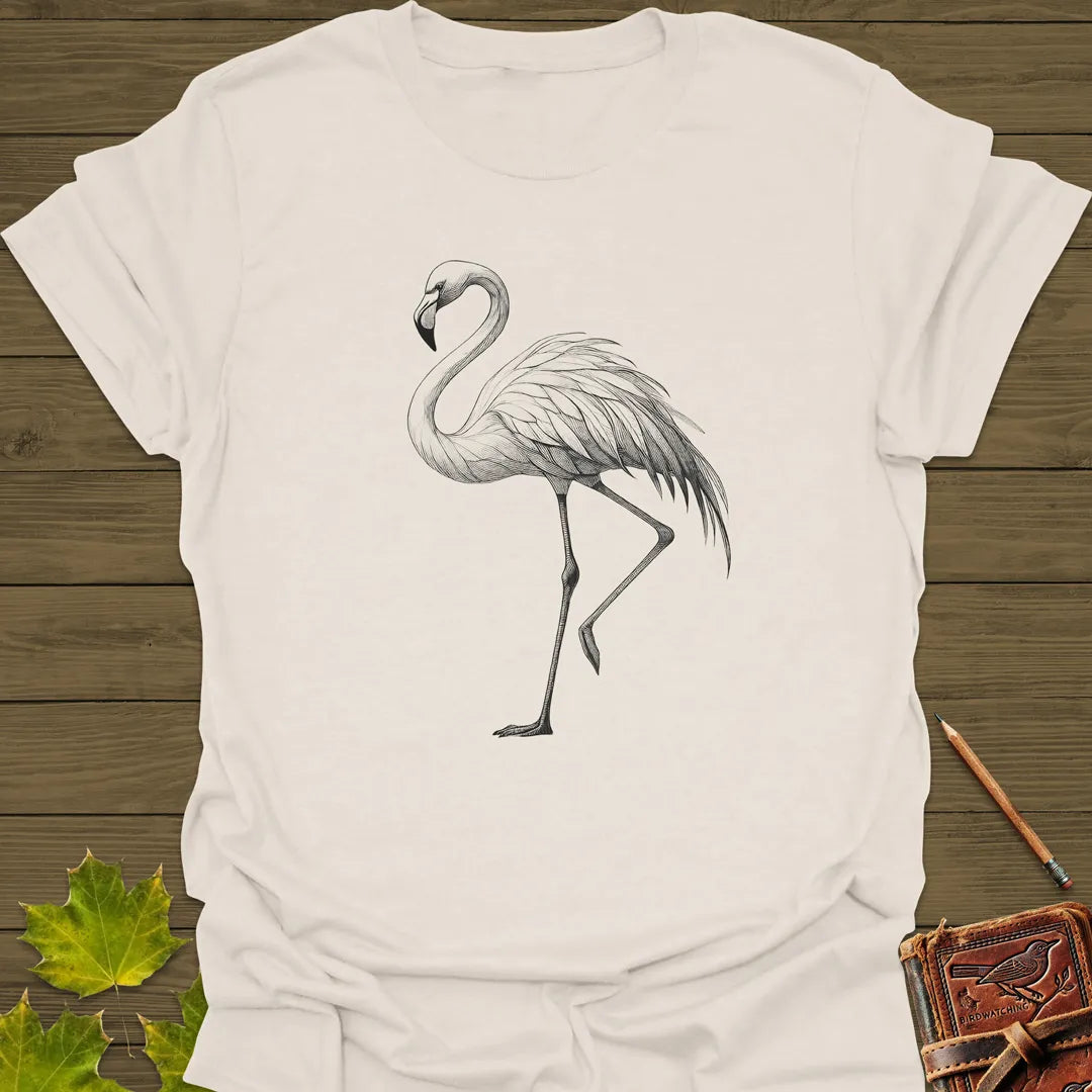 Flamingo Illustration T-Shirt Natural