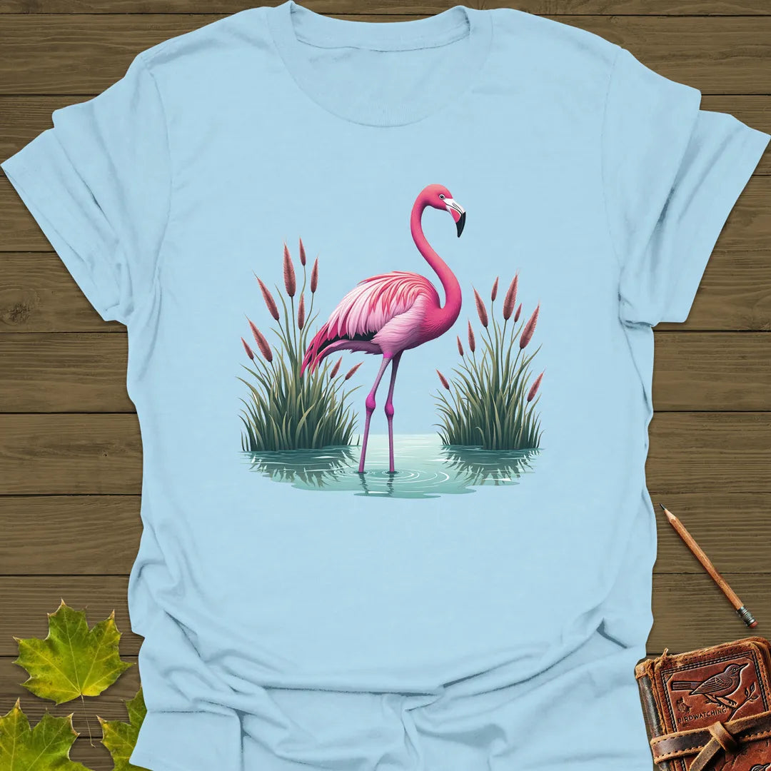 Tropical Dreams Flamingo T-Shirt Light Blue