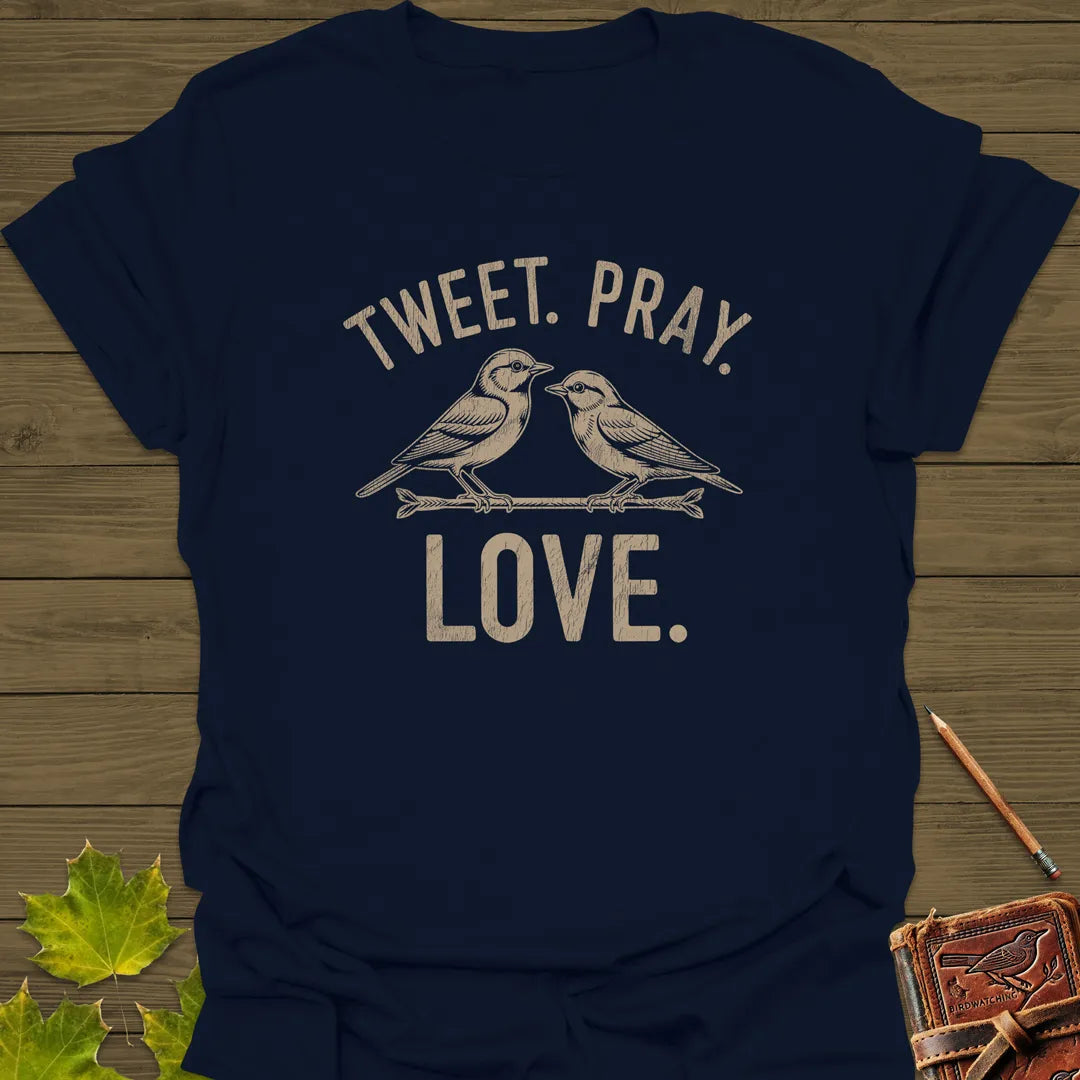 Tweet Pray Love T-Shirt Navy