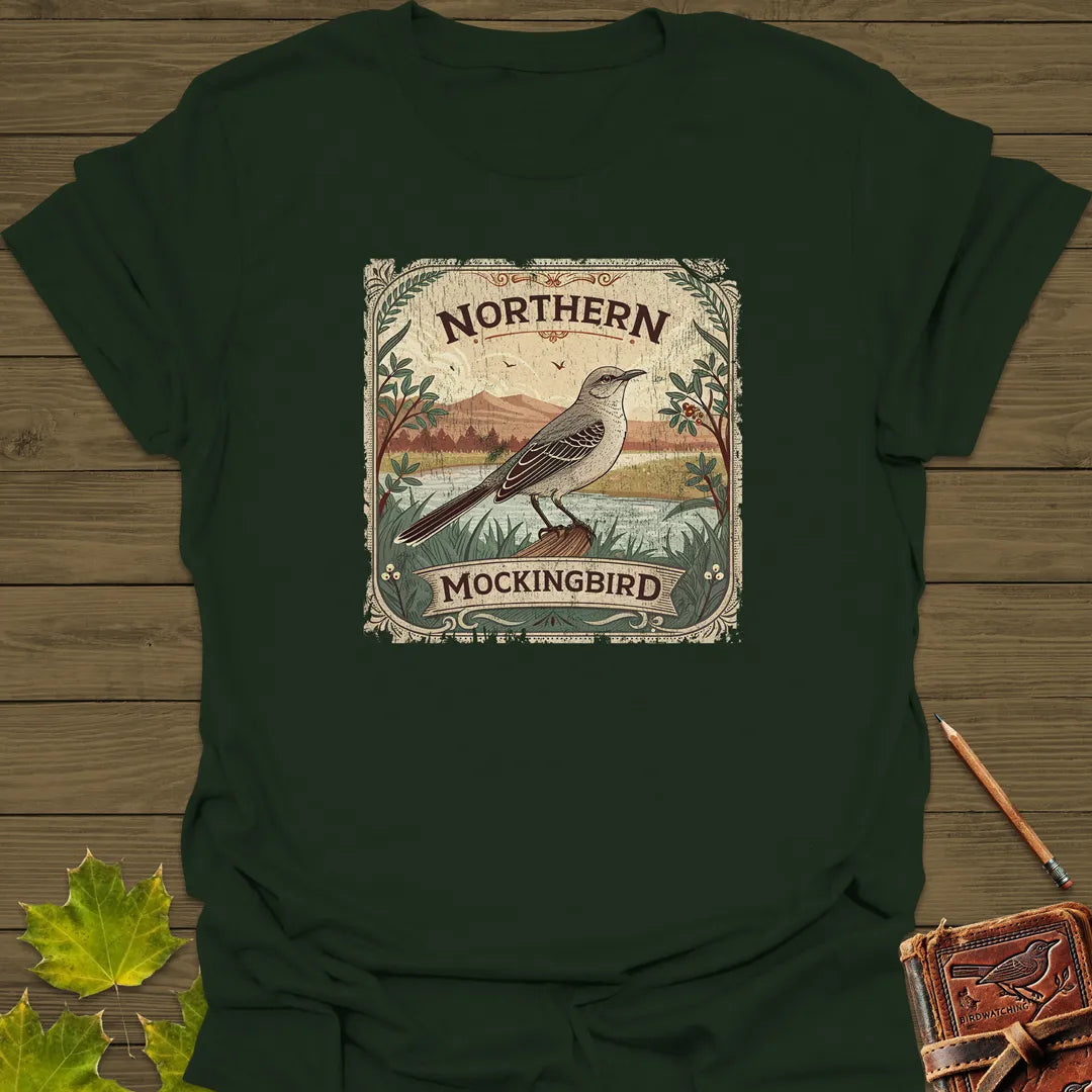 Mockingbird Melody Poster T-Shirt Forest Green