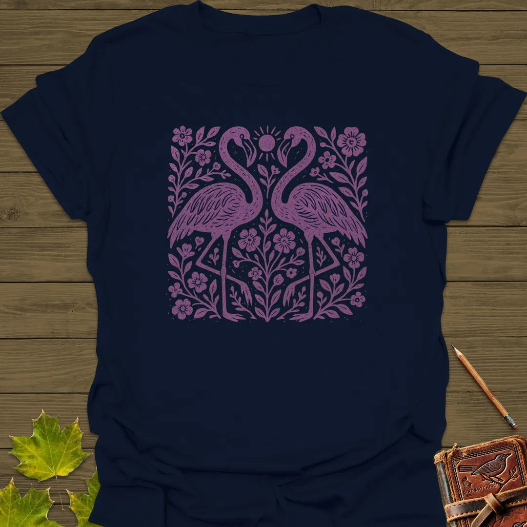Flamingo Boho Print T-Shirt Navy
