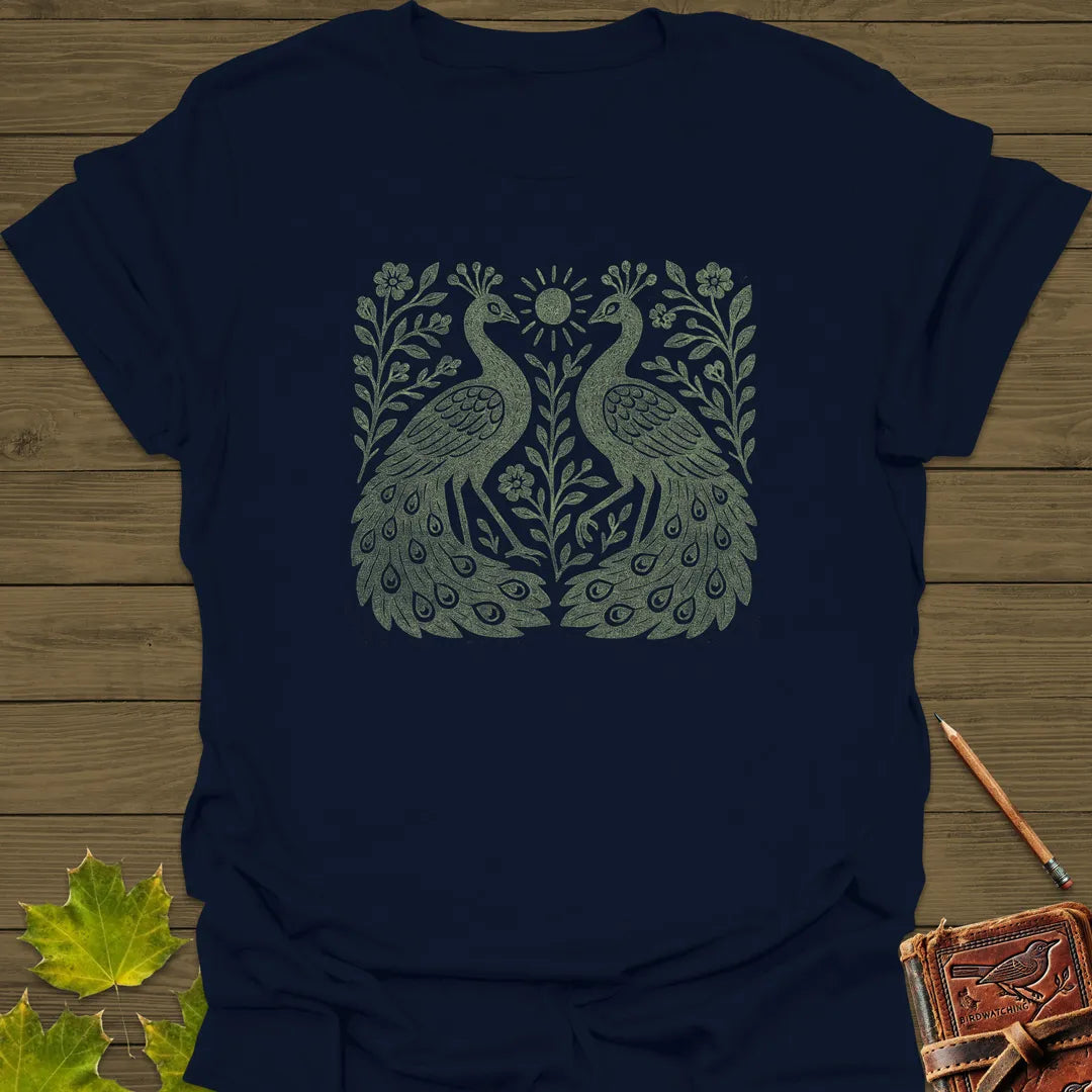 Peacock Vintage Print T-Shirt Navy