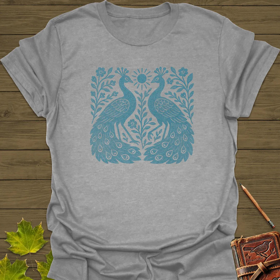 Peacock Vintage Print T-Shirt Sport Grey