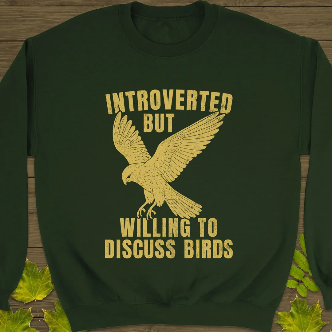 Willing To Discuss Birds Crewneck Sweatshirt Forest Green