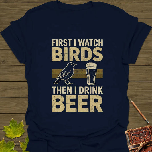 Birds Then Beer T-Shirt Navy