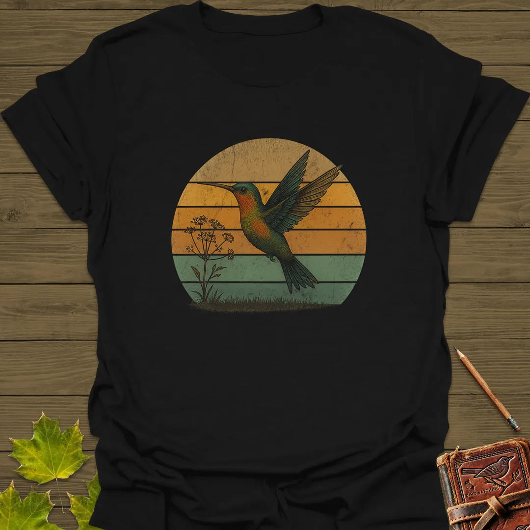 Vintage Hummingbird Sunset T-Shirt Black