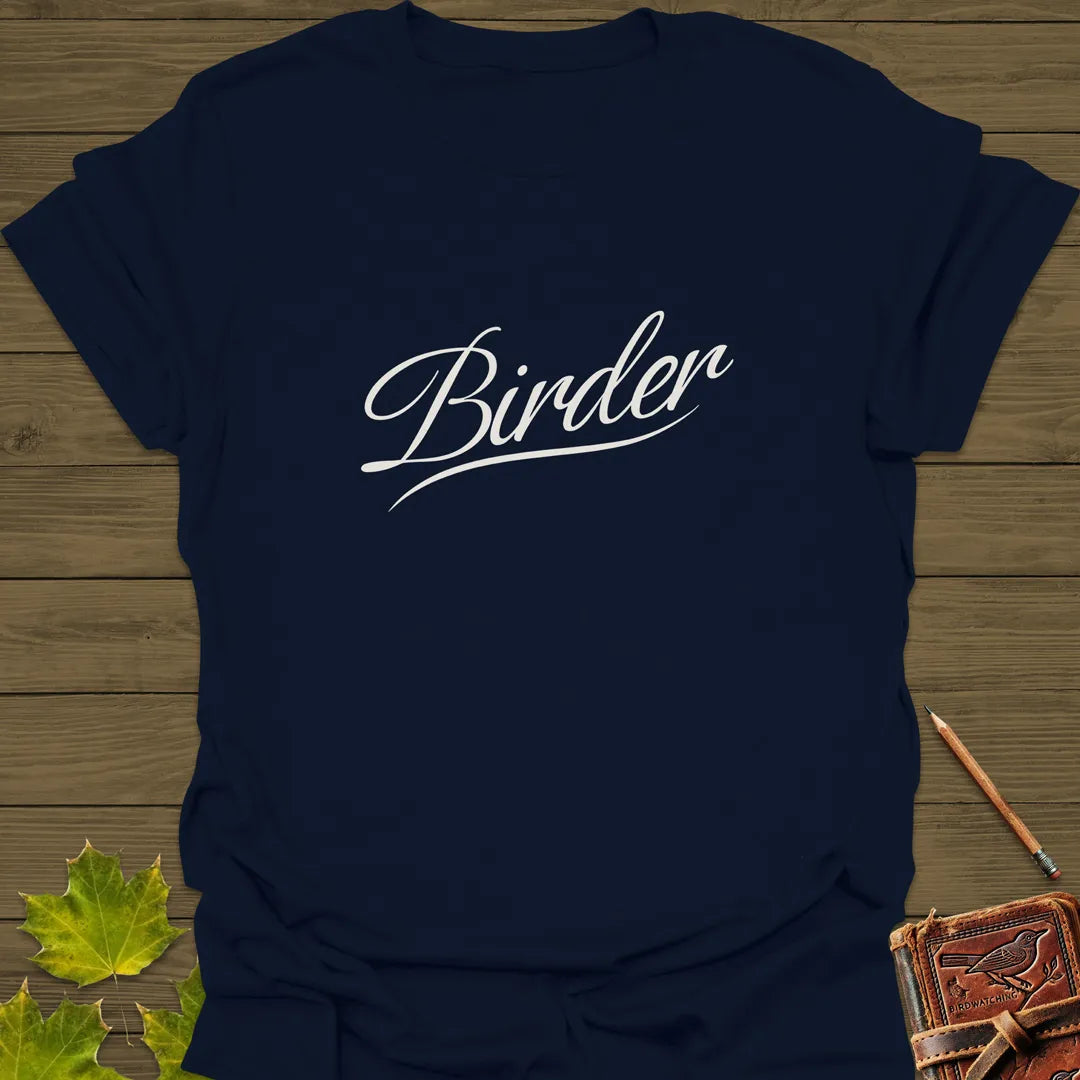 Elegant Birder Script T-Shirt Navy