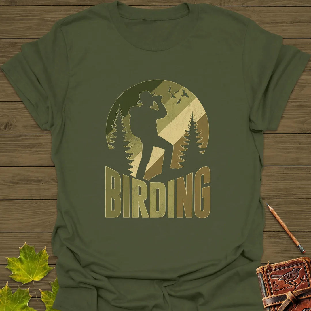 Birding Silhouette T-Shirt Military Green