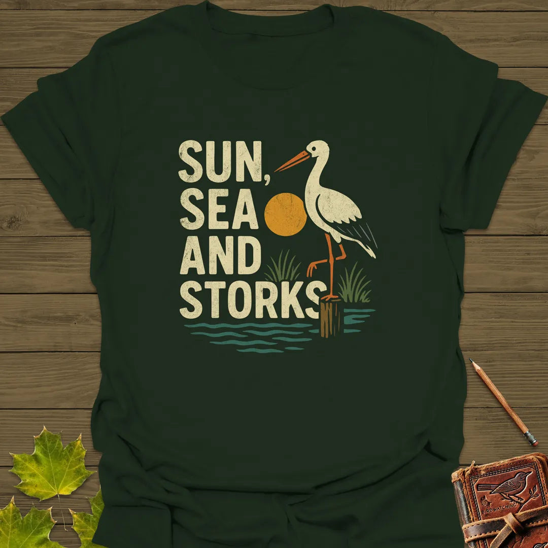 Sun, Sea and Storks T-Shirt Forest Green