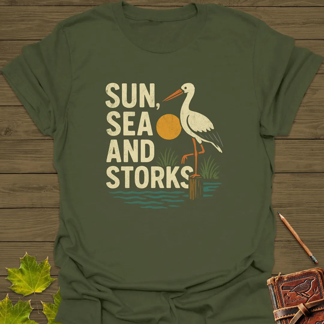 Sun, Sea and Storks T-Shirt Military Green