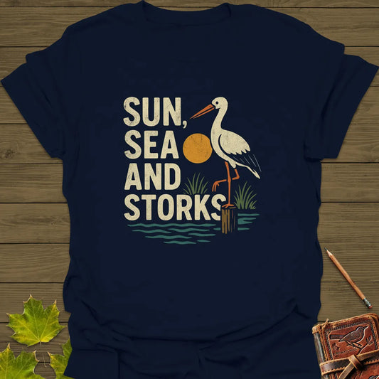 Sun, Sea and Storks T-Shirt Navy