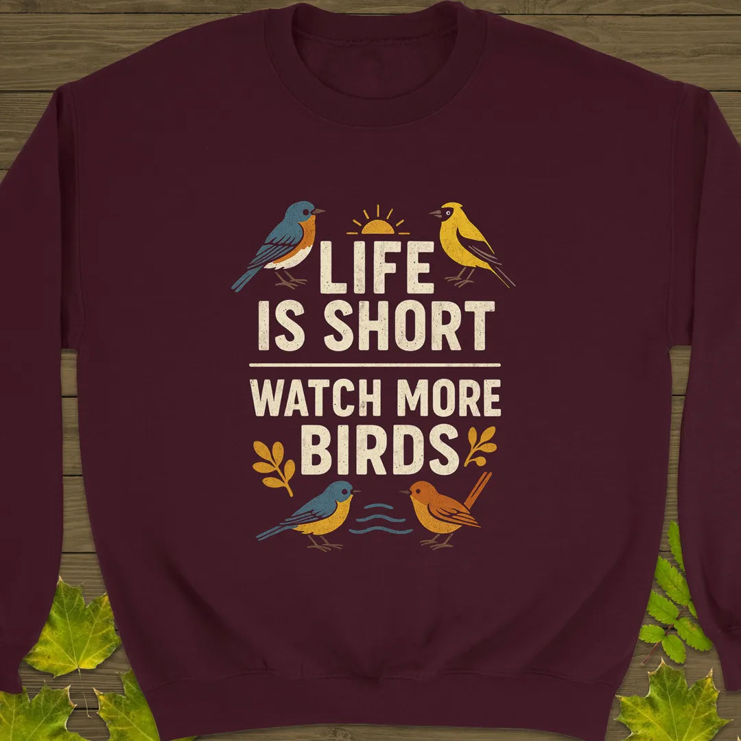 Watch More Birds Crewneck Sweatshirt Maroon