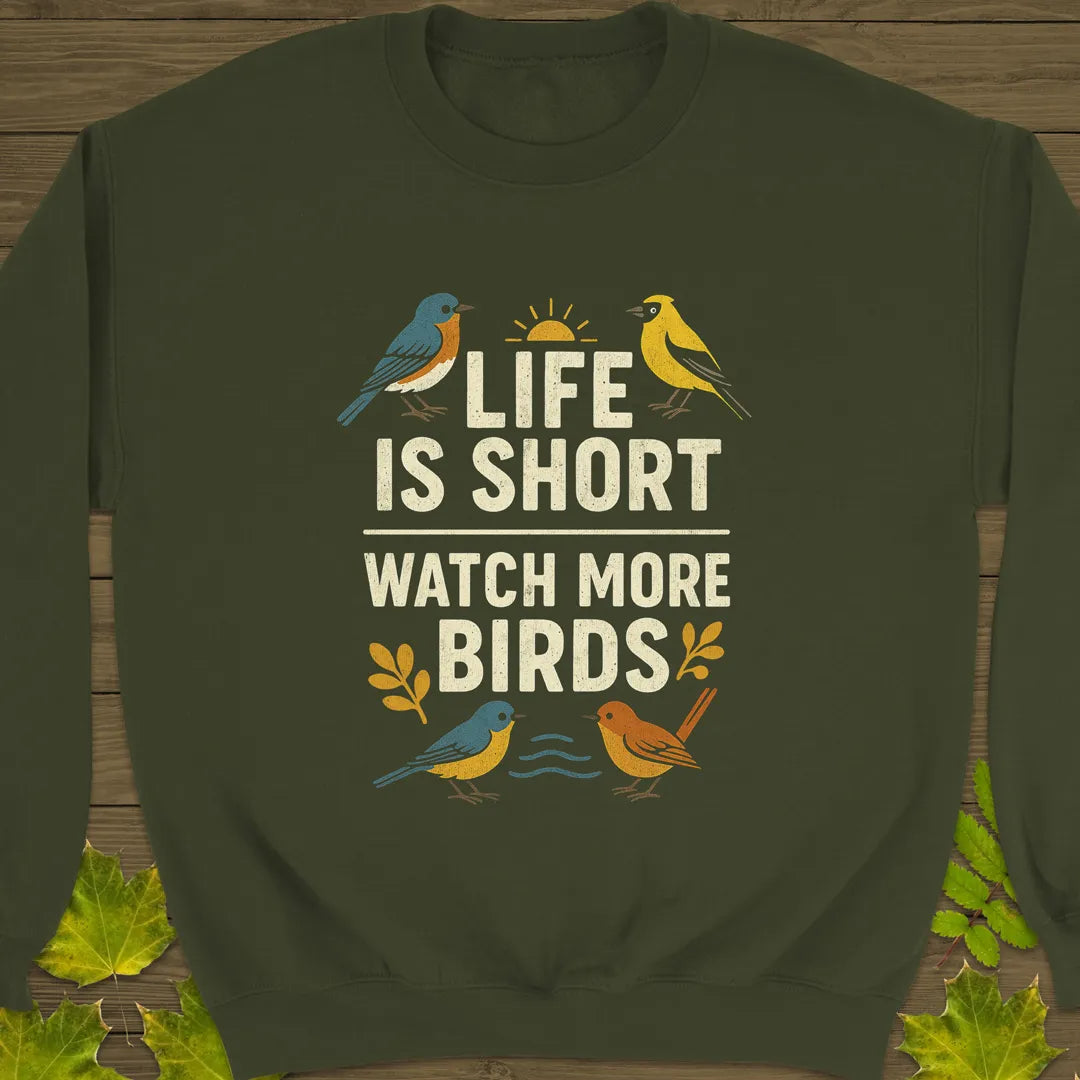 Watch More Birds Crewneck Sweatshirt Military Green