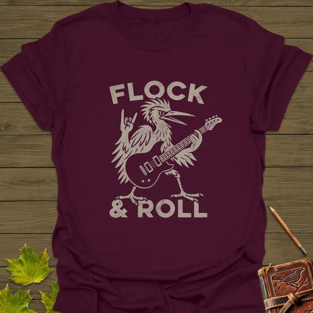 Flock & Roll T-Shirt Maroon