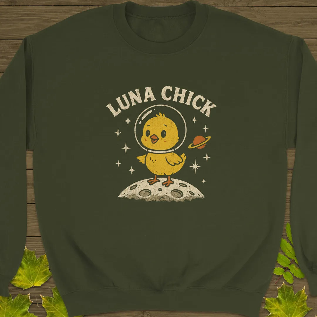Luna Chick Crewneck Sweatshirt Military Green