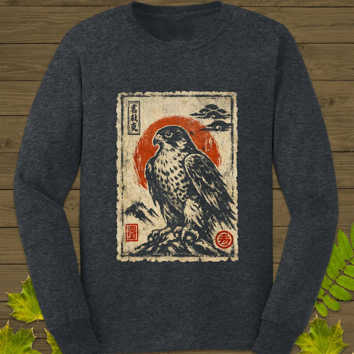Falcon Japanese Art Long Sleeve Dark Heather