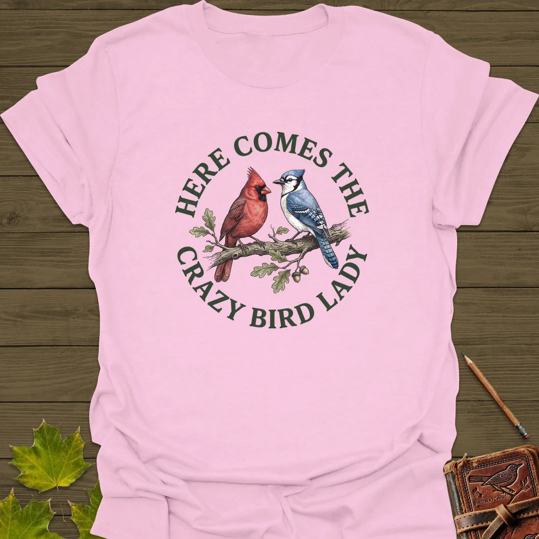 Crazy Bird Lady T-Shirt Light Pink