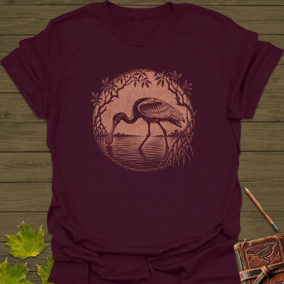 Mangrove Spoonbill T-Shirt in Maroon
