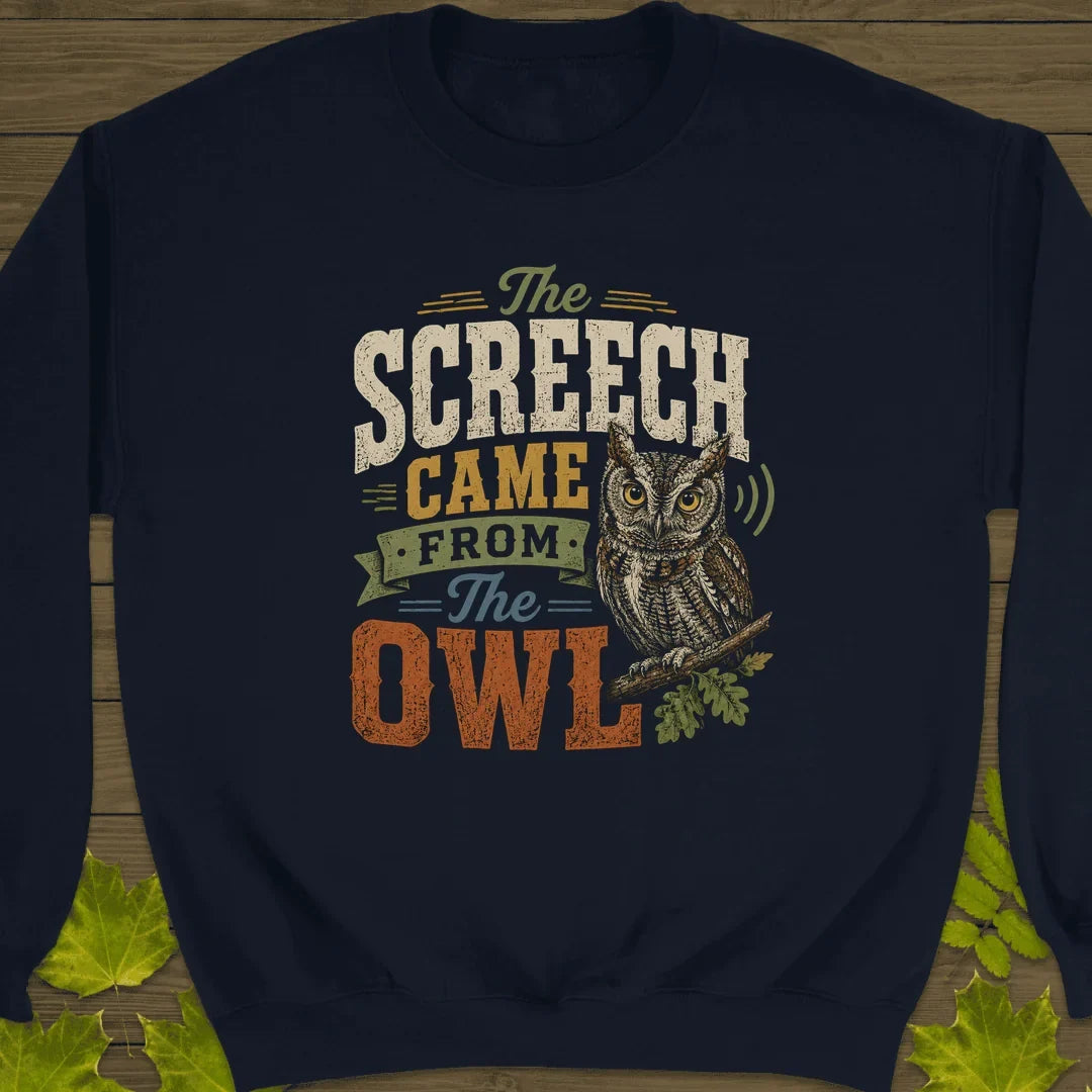 Screech Came From Owl Sweatshirt in Navy