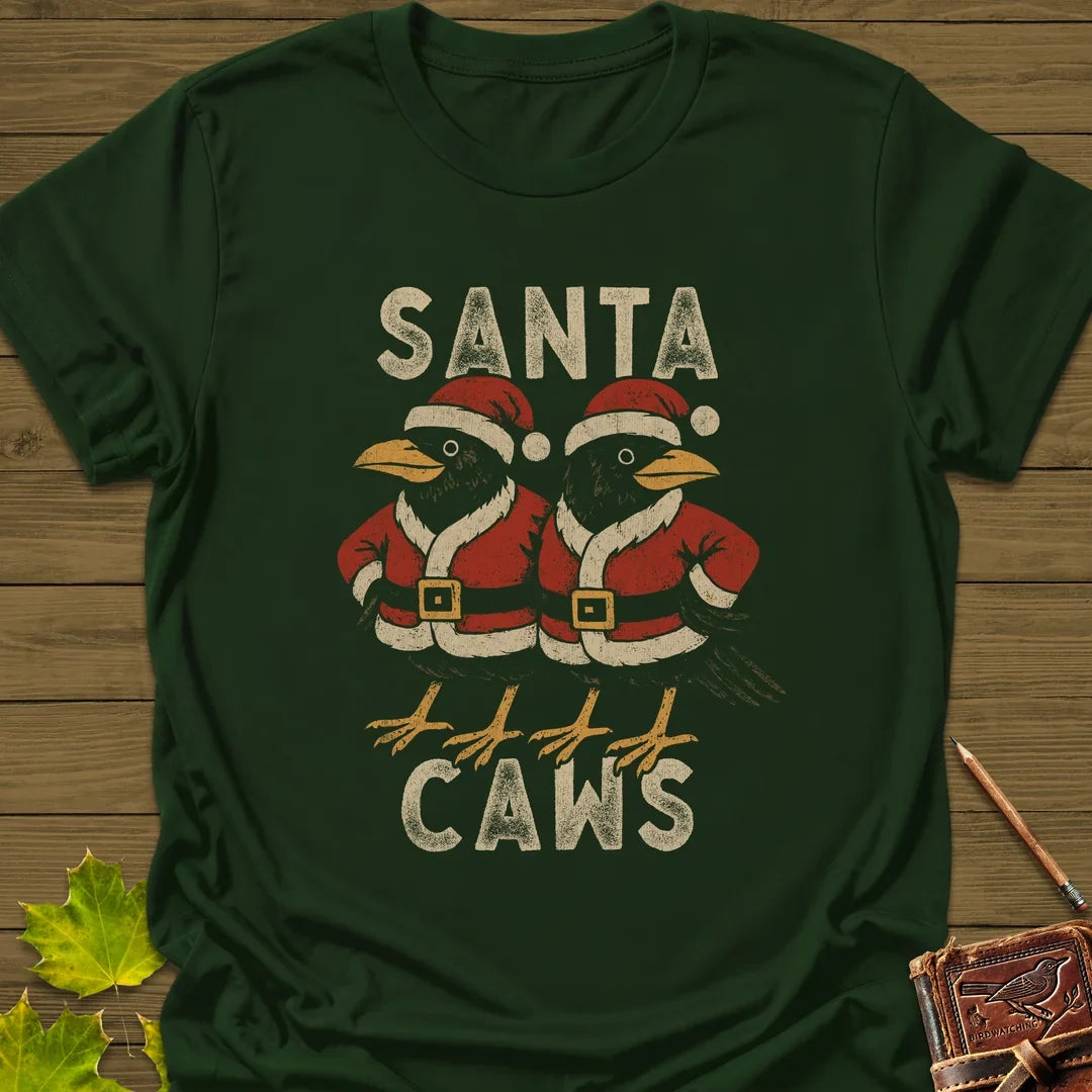 Santa Caws T-Shirt in Forest Green