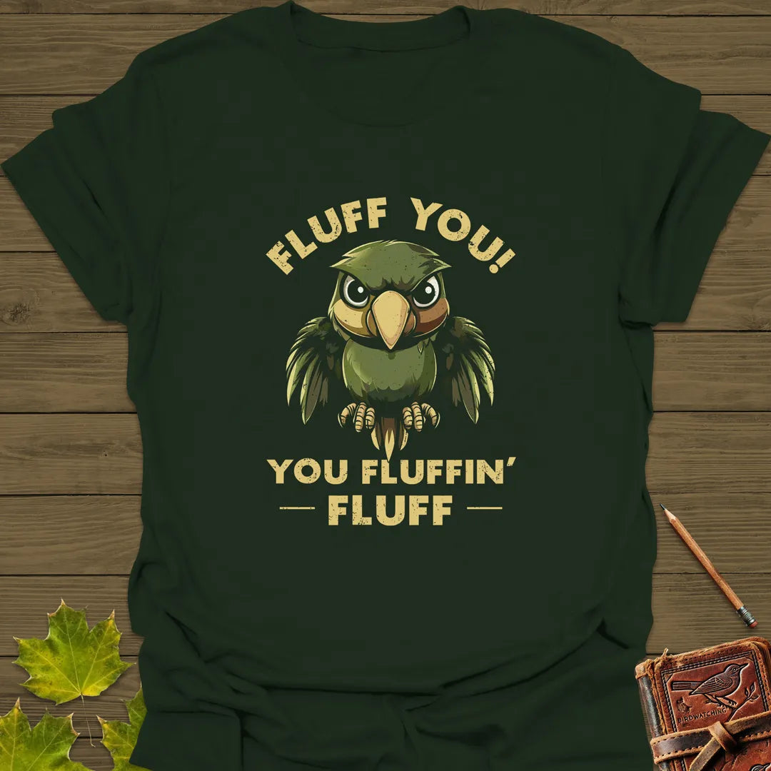 Fluff You Parrot T-Shirt in Forest Green