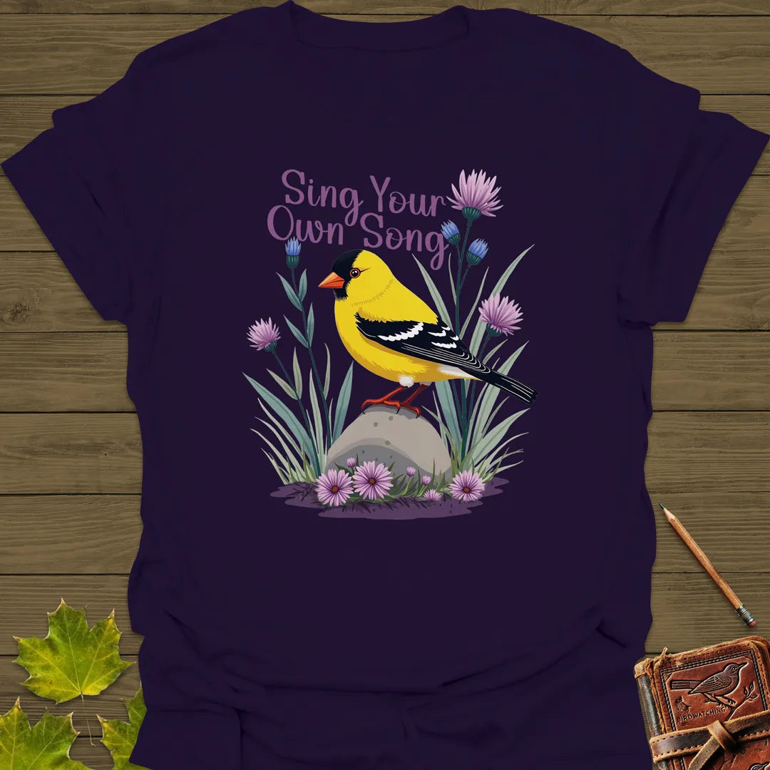 Sing Your Song Goldfinch T-Shirt in Purple