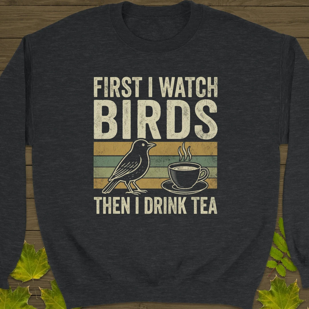 Birds Then Tea Sweatshirt Dark Heather