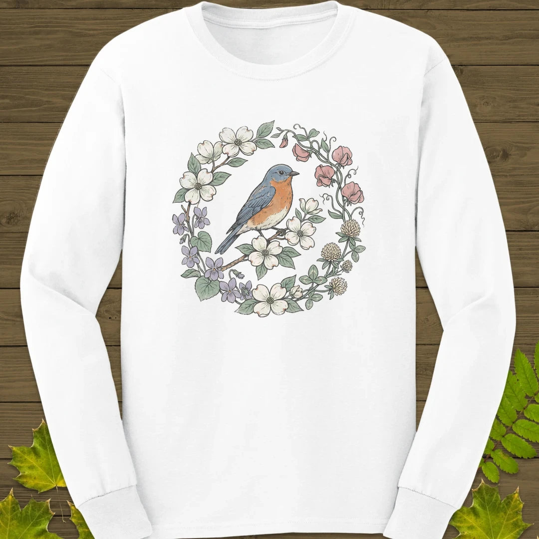 Blue & Bloom Long Sleeve White