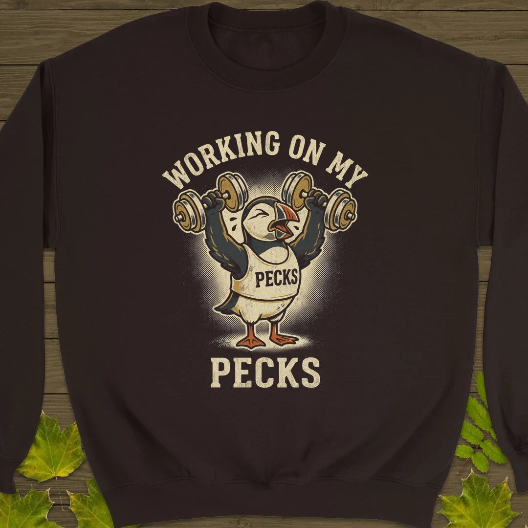 Working My Pecks Sweatshirt Dark Chocolate