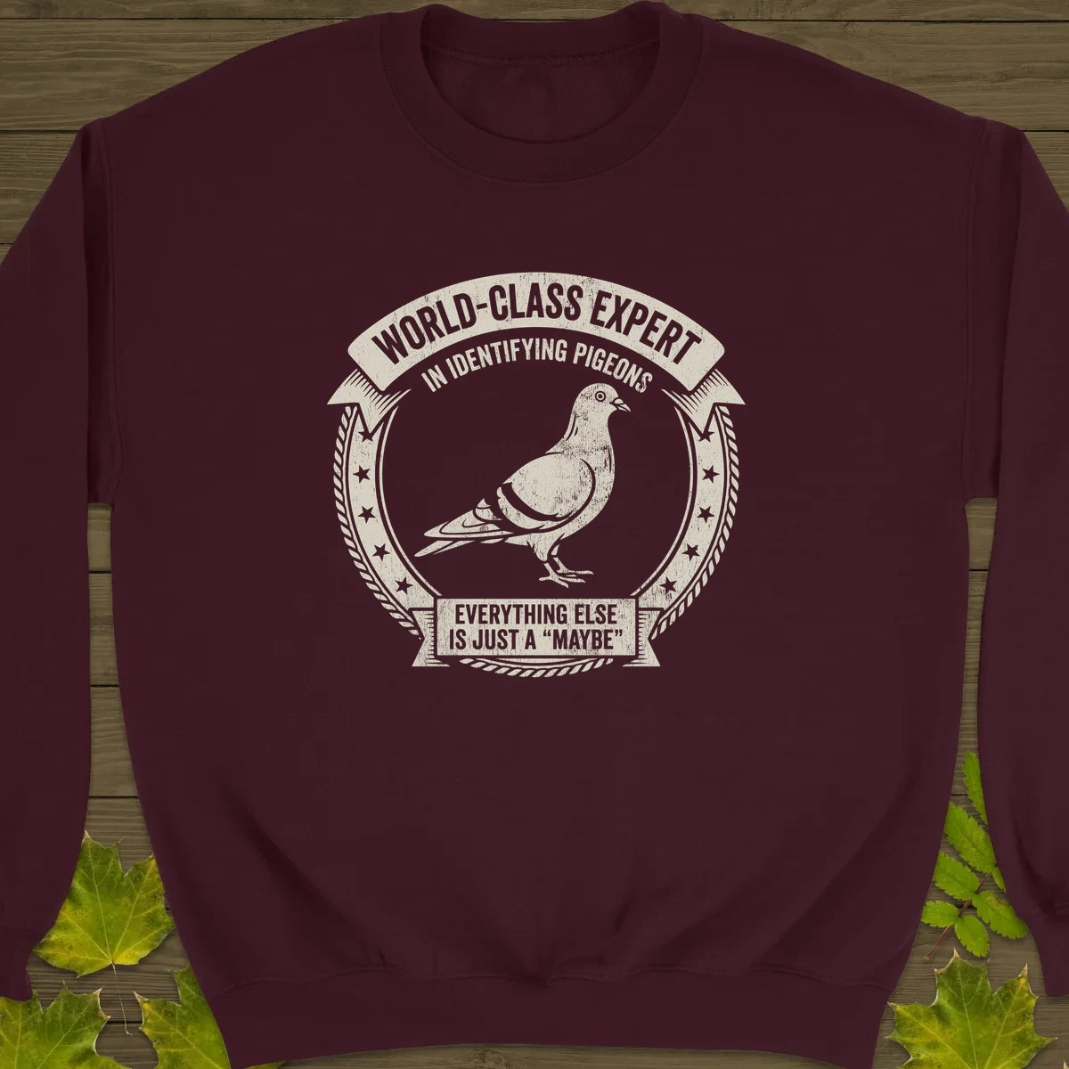 Identifying Pigeons Sweatshirt Maroon