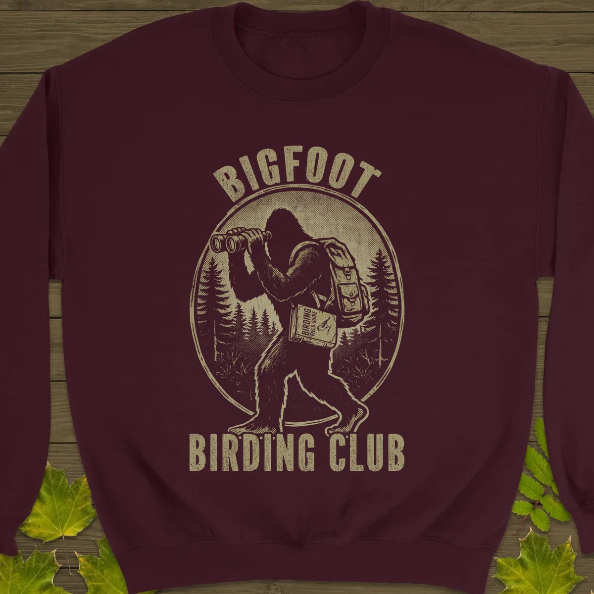 Bigfoot Birding Club Sweatshirt Maroon
