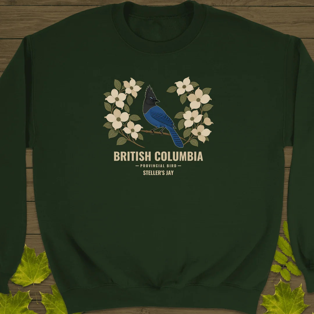 British Columbia Steller's Jay Sweatshirt in Forest Green