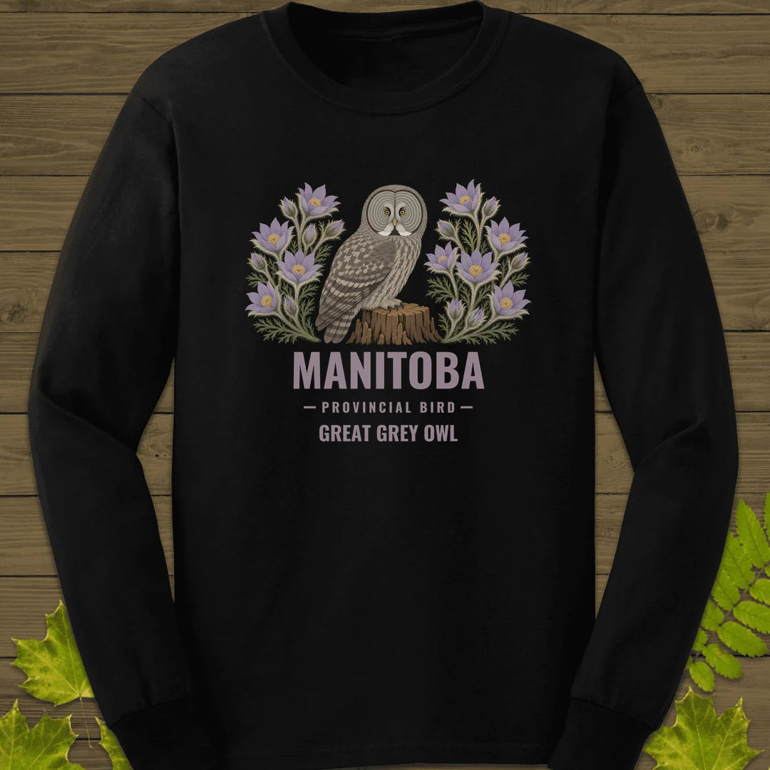 Manitoba Provincial Bird Long Sleeve in Black