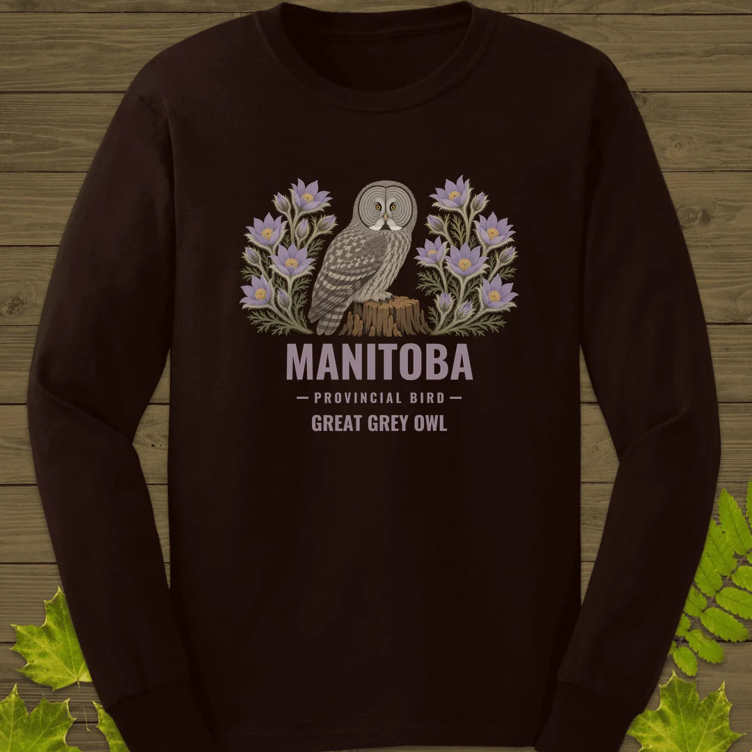 Manitoba Provincial Bird Long Sleeve in Dark Chocolate