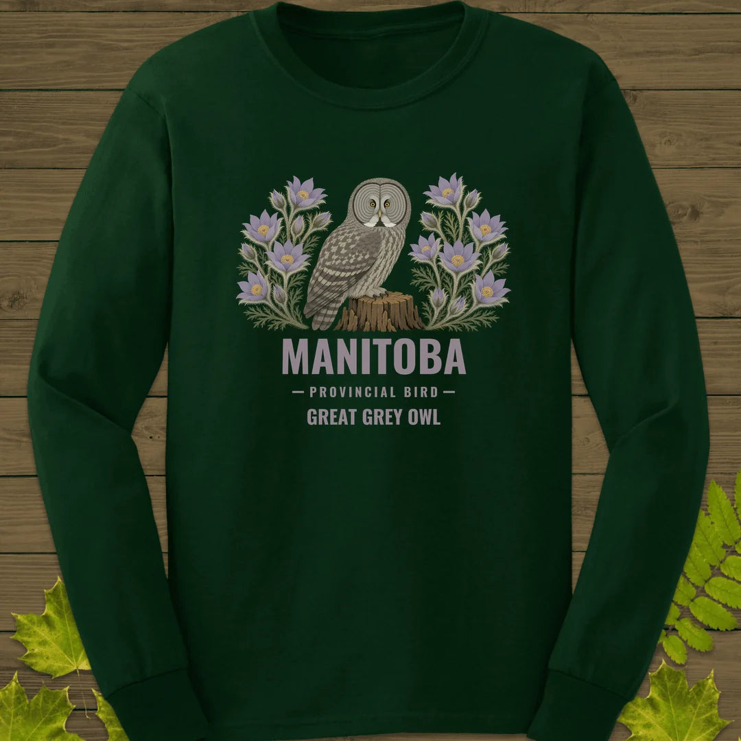 Manitoba Provincial Bird Long Sleeve in Forest Green