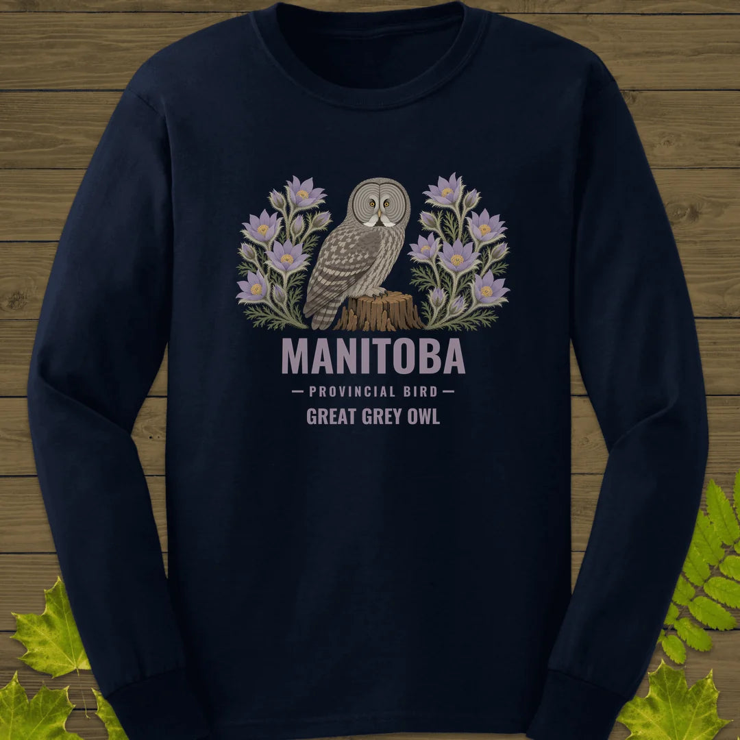 Manitoba Provincial Bird Long Sleeve in Navy