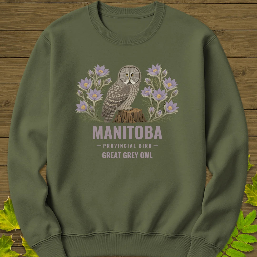 Manitoba Provincial Bird Sweatshirt in Military Green