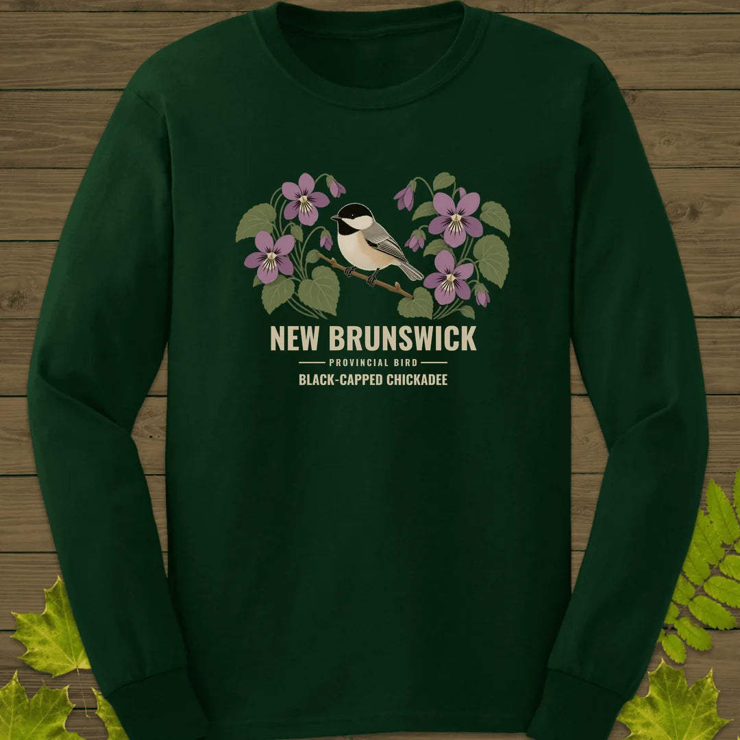 New Brunswick Provincial Bird Long Sleeve in Forest Green